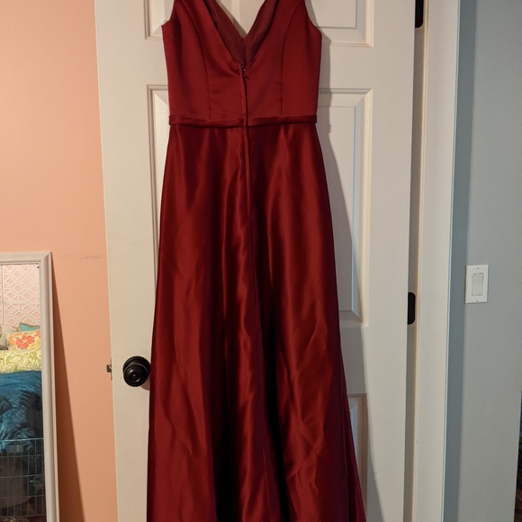 Burgundy Satin Bridesmaid Dress